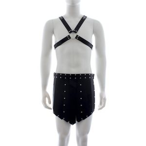 Cinture per imbracatura in pelle da uomo fetish Cinture regolabili per abbigliamento gay Fascia toracica sessuale Rave Lingerie maschile per BDSM Bondage Set di reggiseni sessuali