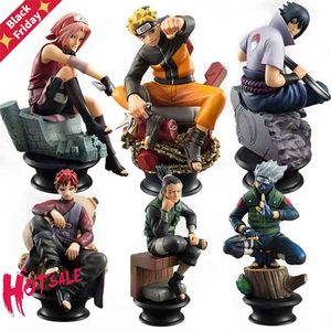 6pcs/set Sakura Action Figures Dolls ChPVC Anime Uchiha Gaara Kakashi Model Figurines for Decoration Collection Gift Toys X0522