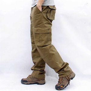 Tulum Erkekler Kargo Pantolon Rahat Çok Cepler Askeri Taktik Çalışma Pantolon Pantalon Hombre Streetwear Ordu Düz Pantolon 44 210707