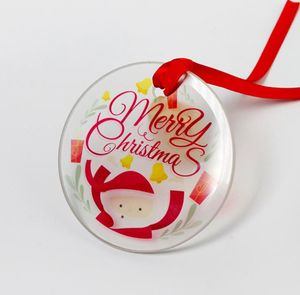 Sublimation Blanko Glas Anhänger Weihnachtsschmuck 3,5 Zoll Einseitig Thermotransfer Ornament Festival Dekor Benutzerdefinierte DIY Anhänger SN2865