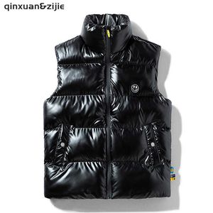 Casual Mens Jacka Ärmlös Vest Thermal Soft Västar Casual Down Coats Man Bomull Vinter Mäns Väst Män Tjocken Waistcoat 8xL 211015