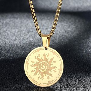 Colares pendentes Colar de aço inoxidável do sol do sol do sol para mulheres jóias de jóias de declaração de talismã Lucky masculino masculino