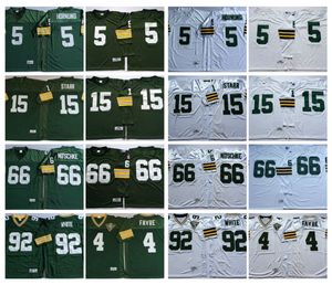 Vintage Green 4 Brett Favre 15 BART STARR 66 Ray Nitschke Jerseys Jerseys 92 Reggie White 5 Paul Hornung Shirts cuciti 75th Patch 1993 Manica lunga