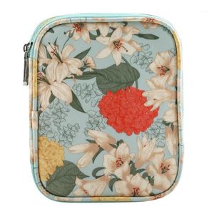 Sacos de armazenamento Saco vazio para mulheres flor padrão caso organizador de viagens cor azul acessórios de costura kit kit