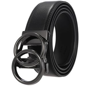 Belt111 ine cinto de couro clássico ouro sier cor preta fivela cintos 110cm-130cm cinta masculina