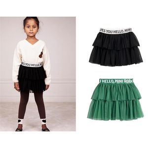 Gonna in tulle di design di marca per ragazza Gonna in tulle per bambini tinta unita verde nero Gonne in maglia per bambini estate primavera 210619