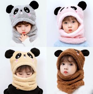 Kinderhut Jungen Fotografie Mädchen Plus Fleece-Mütze Panda-Ears Sachen für Kinder 2021 Winter Warme Schal Set Neugeborenes Baby Sachen