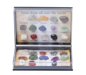 Hurtownie Party Favor 15 PC Rock Mineral Collection with Collector Box Display Case, Arkusz ID, Zestaw startowy Początkujący, Zestaw Kryształowy Kids