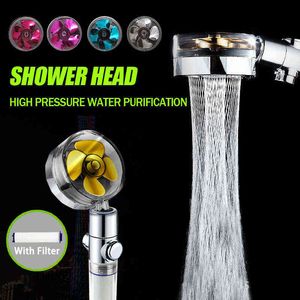 2021 Shower Head Water Saving Flow 360 Rotated With Small Fan Handheld Water Purification Shower High Pressure Spray Nozzle H1209