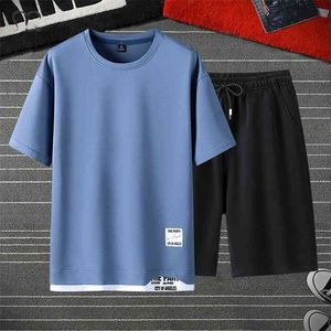 Mäns uppsättningar 2 stycke t-shirt sweatpants spår kostym shorts jogger set casual tracksuit män sportkläder uppsättning varumärke kläder oversize 210722