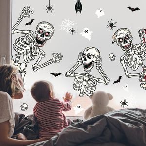 Wall Stickers Halloween Decals Scary Ghost, Bats For Living Room Pumpkins Window Clings Festival Decor