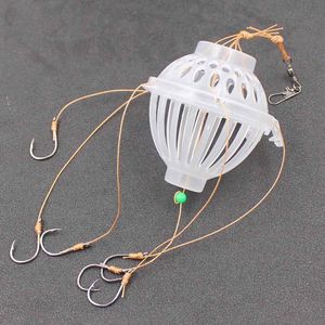 Fishing Hooks Pecsa 6 In 1 Lantern Bait Case Barbed Explosion Winter Carp Lure China Jig Feeder Spoon Hook LA