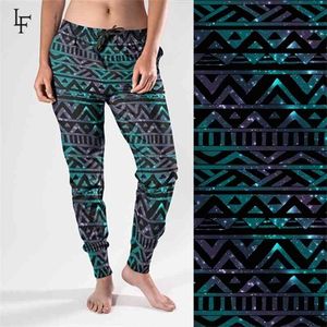 LETSFIND New Women Jogger Print Aztec Have Pocket Fitness Pantaloni Harem di alta qualità Soft Plus Size Streetwear Donna Q0801