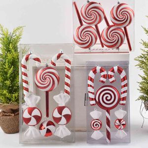 Grandes Decorações de Natal Vermelho e Branco Doce Pirulito Pequeno Vara Combinação Decoração Decoração de Casa Decoração de Festa H1112