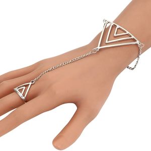 S107 ol punk personalized metal rock gold triangle ring bracelet