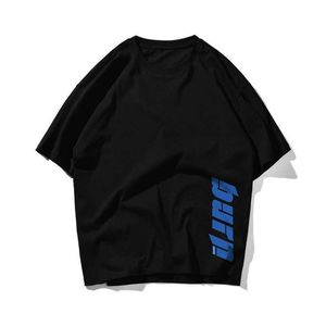 Burn Letters Hip Hop Oversize T Shirt Mężczyźni Streetwear School Style Tshirt Krótki Rękaw Bawełniany Luźny Hiphop T-shirt Para Lato 210603