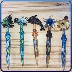 Colorful Dab Tool 5.8 Inches Glass Dabber Stick Carving Hookahs Bongs Pipe Wax Oil Burner Rig Carb Cap Smoking Accessory