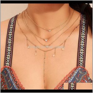 Chokers Necklaces & Pendants Jewelrybohemian Star Crystal Heart Choker For Women Gold Tassel Necklace Pendant Fashion Chocker Female Jewelry