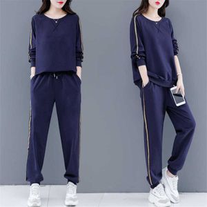 Herbst Winter Trainingsanzug für Frauen Casual Sweatshirt Top und Hose 2 Zweiteiler Set G Frau Mode Sportanzüge Plus Größe 5XL Y0625