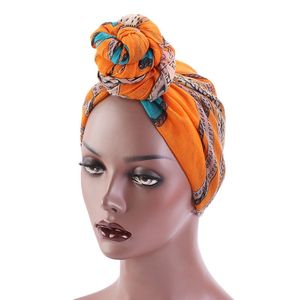 Wholesale african scarves for sale - Group buy Cotton Women African Print Turban Chemo Cancer Cap Headwrap Bandana In Scarf Stretch Long Hair Headscarf Tie Accessories