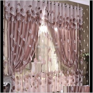 Trattamenti Tessile Home Gardenluxury Modern Leaves Designer Tulle Tenda trasparente per soggiorno Camera da letto Cucina Finestra Screening Panel Dro