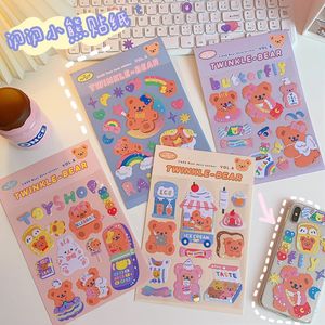 Water Cup Decoration Stickers INS style Cute cartoon sweet bear hand account DIY sealing mobile phone notebook sticker