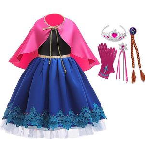Vestidos de menina meninas ana princesa vestido crianças traje cosplay festa de haloween festa de aniversário vestido roupas desenhos animados elza fancy frock