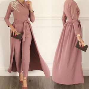 prom Jumpsuit dress with Removable Skirt long sleeve floral Muslim Modest Evening Gown Dresses Formal Party Wear pant suit