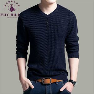 Fuy Bill Sweter Mężczyźni Casual V-Neck Sweter Koszula Jesień Zima Slim Fit Długim Rękawem Męskie Swetry Dzianiny Bawełna Pull Homme Top 211008