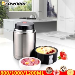 800ML/1000ML/1200ML Large Capacity Double Layer Stainless Steel Portable Lunch Bento Box Vacuum Flasks Food Soup Containers 211109