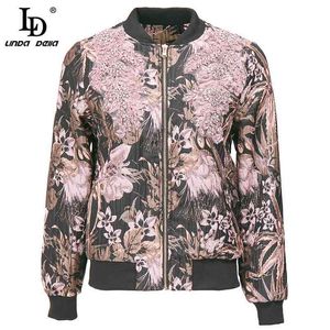 Fashion Designer Spring Jackets Coat Women Gorgeous Crystal Beaded Vintage Jacquard Overcoat Outwear 210522