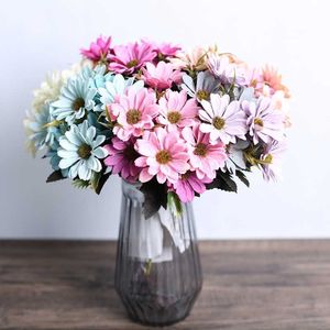 1 bunt silke Gerbera vaser för heminredning tillbehör bröllop dekorativa blomma brudbukett material konstgjorda blommor y0630