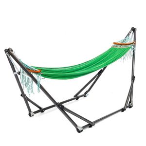 Bärbar vikbar stålrör sovande svängande hängmatta stativ väska set trädgård utomhusjakt camping möbler 250 kg273p