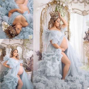 Wholesale sexy maternity evening dresses for sale - Group buy Plus Size Women Evening Dresses Long Sleeves Ruffles Tiered Tulle Sexy Prom Gowns Maternity Lingerie Nightwear