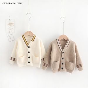 Baby Boys Cardigan Knitted Kids Sweaters V-neck Jumper s Woolen Girls Toddler 211201