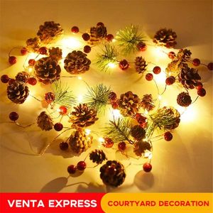 2 M 20 LED String Light Outdoor Wodoodporna Christmas Sosna Stożek Light LED Copper Wire Fairy Garland Patio Decorate Lampa 211109