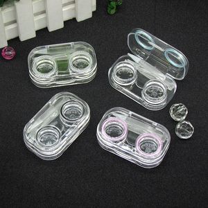 100 pcs Recipientes transparentes para lentes de contato Caixa de caixa óculos cor Caixa de óculos de cor dupla