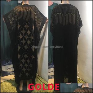 Ethnic Clothing Apparel European Africa Style Abaya Long Dashiki Diamond Flower Clothes Black Dress Kalama Loose Muslim Robe With Scarf Drop