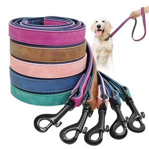 Hund Leash Harness Leather Lead Pet Puppy Walking Running Leashes Training Rope Belt för Små Medium Stor s Tillbehör 211022