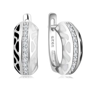 Ogulee europeu preto branco esmalte mulheres hight qualidade 925 prata cz stud brincos Trend 2021 moda jóias