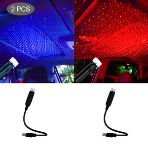 Car Roof Projection Light USB Portable Star Night Lights Adjustable LED Galaxy Atmosphere Lighting Interior Projector Lamp For Ceiling Bedroom Party