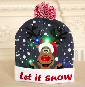 LED de malha chapéu de natal beanie iluminar iluminar o chapéu quente para crianças adultos ano novo Natal decoração Navidad GC605