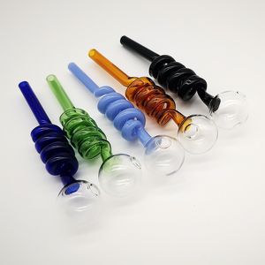 Pyrex glas oljebrännare rör rökning rör multi färger heady dab rig för torr ört tobak verktyg tillbehör färgglada brännare sw06