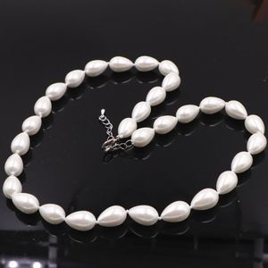 Handmade Bohemia Statement Necklace Women Teardrop Simulated Pearl Jewelry White Glass Pearls Short Chain Necklaces 18inch A570 Chokers