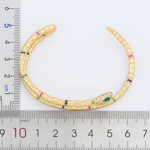 Fashion Design Cz Pietra Occhi verdi Colore oro Forma di serpente Braccialetti Braccialetti di rame Ornamenti squisiti per gioielli da donna Q0717