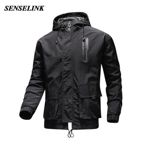 Men Autumn Winter Plus Size 5Xl Jacket Hooded Windproof Loose Sports 100% Nylon Hong Kong Version Tooling Wind 211126