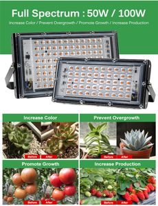50pcs 50W 100W Full Spectrum LED Grow Light PhytoLamp For Plants Tent Flower Seeding AC 220V Range Lamp Outdoor Floodlight Growth Phyto Box