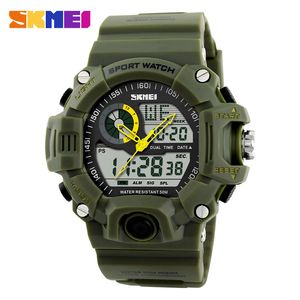 SKMEI Marke Sport Uhren Männer Dual Time Camouflage Militär Uhr Männer Armee LED Digital Armbanduhr 50M Wasserdicht herren uhr X0524