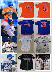 2022 NCAA Custom Florida Gators Stitche Baseball Jersey Cole Figueroa 13 Feleipe Franks 47 Tommy Mace 13 Brady McConnell 18 Tyler  27 Nelson Maldonado Wil Dalton