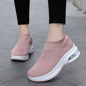 Original atmungsaktive Damen-Mesh-Schuhe für Studenten, lässig, weiß, lila, schwarz, rosa, leichte Kissen, zum Laufen, Socken mit weichem Boden